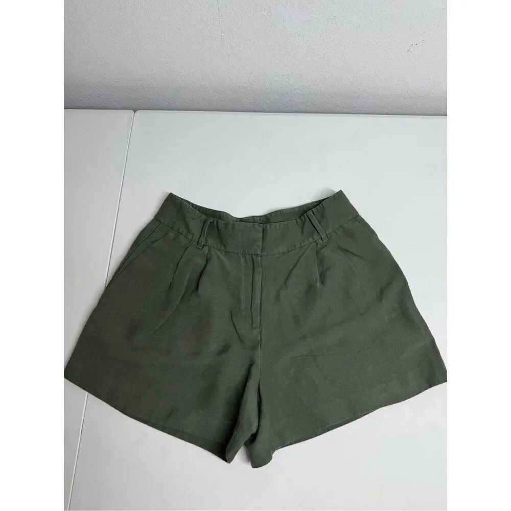 ANN TAYLOR Women’s Olive Green Linen Blend Chino Shorts Size 4